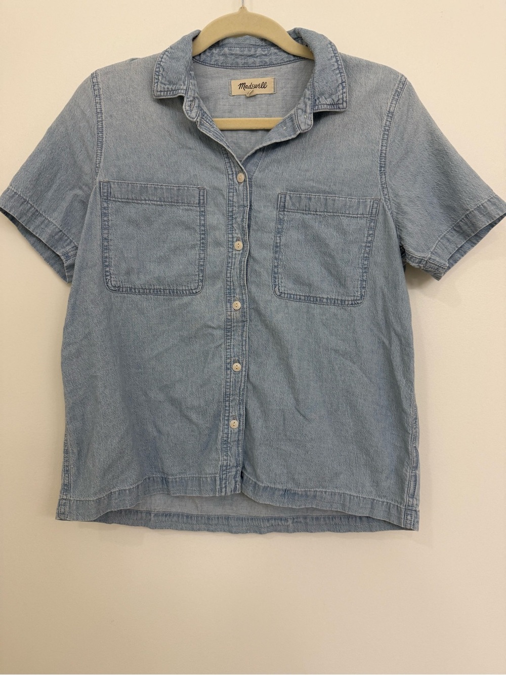Madewell Light Blue Denim Short-Sleeve Shirts Women Size Small